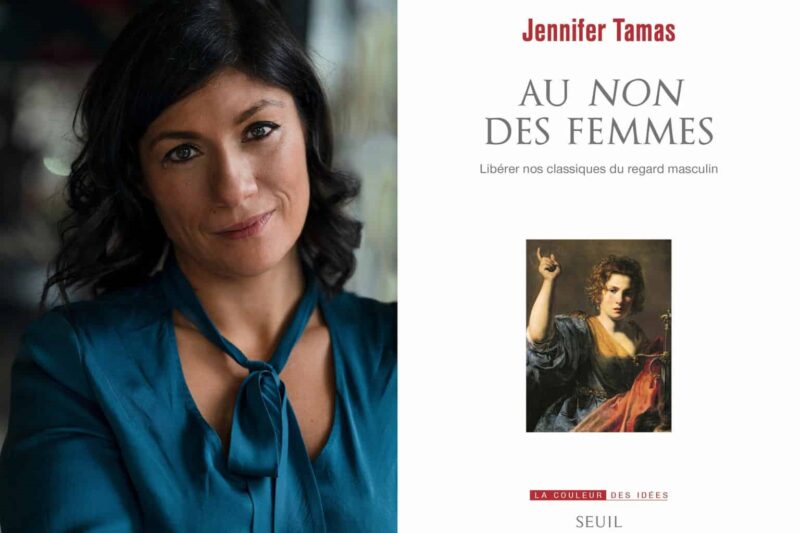 Photo de Jennifer Tamas et de la couverture de son livre Au non des femmes