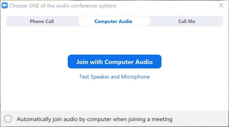 zoom meeting join with computer audio