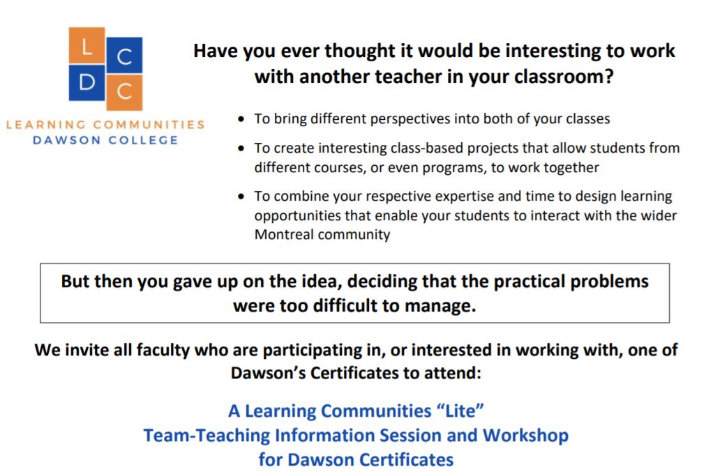 Multiple Learning Formats Multiple Formats for Learning Communities Team Teaching – Learning ...