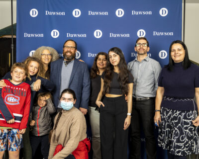 Some of the Fainsilber family with Mathematics Chair Andreea Panait and with Parnia Akhavansaffar, the first recipient of the Harry Fainsilber Memorial Award.