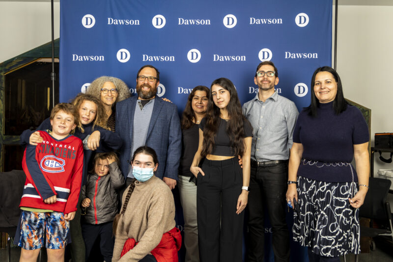 Some of the Fainsilber family with Mathematics Chair Andreea Panait and with Parnia Akhavansaffar, the first recipient of the Harry Fainsilber Memorial Award.