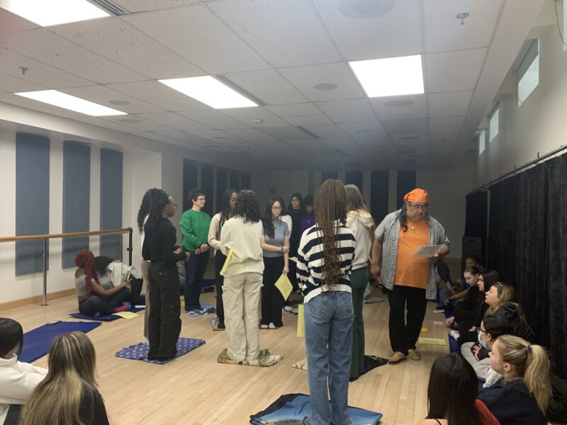 Students participating in a Blanket Excercise