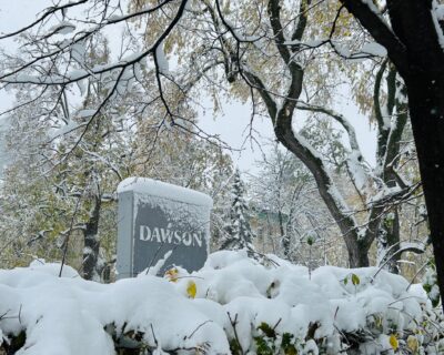 Dawson signe en hiver