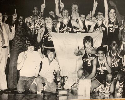 Joel Tyrrell with a basketball team in the early days. 