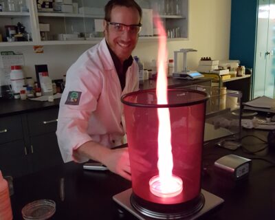 Yann having fun in the lab