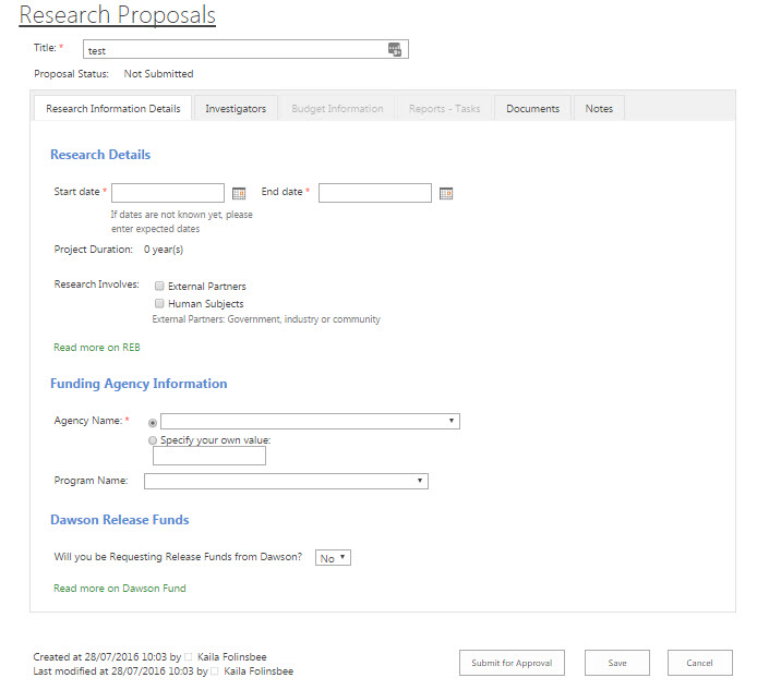 data entry page